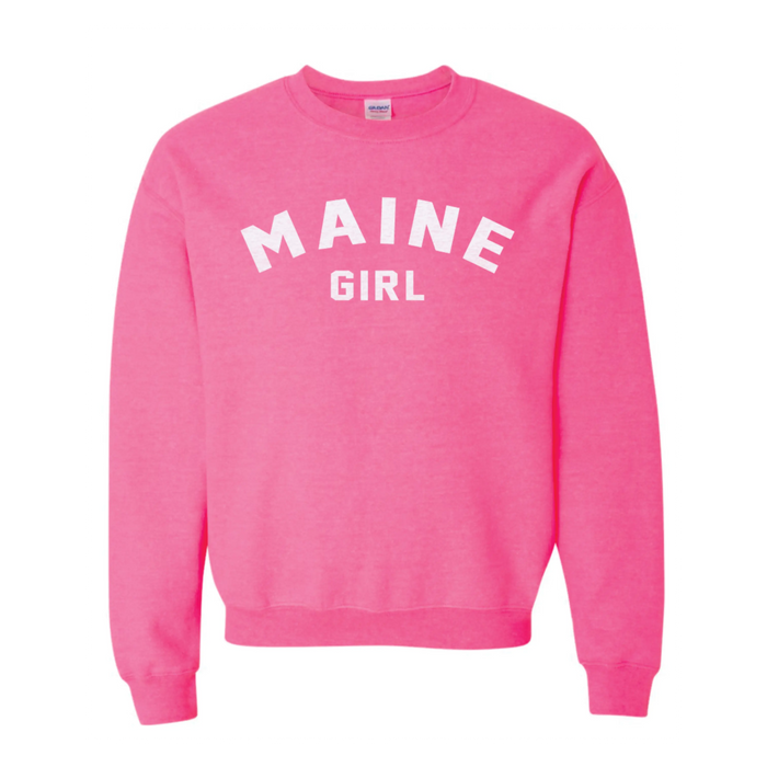 Youth Maine Girl Crewneck SHOP ROGUE WEAR Crewneck Y-XL-Neon-Pink
