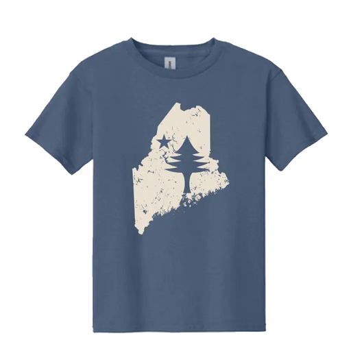 Youth Maine State Flag T-Shirt SHOP ROGUE WEAR T-shirt Y-XL-Indigo-Blue