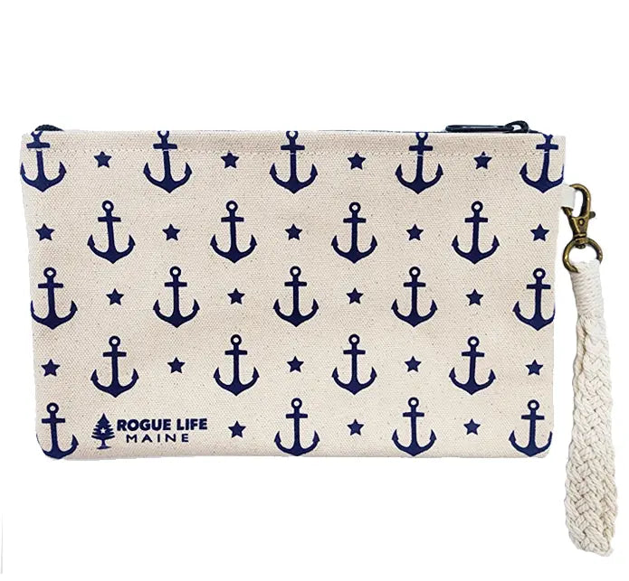 All Over Anchors Zipper Pouch Wristlet ROGUE LIFE MAINE