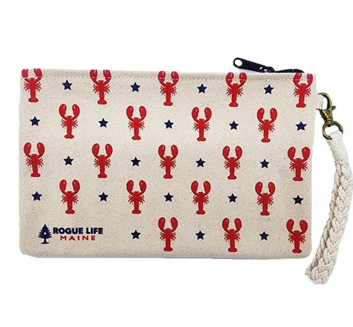 All Over Lobsters Zipper Pouch Wristlet ROGUE LIFE MAINE