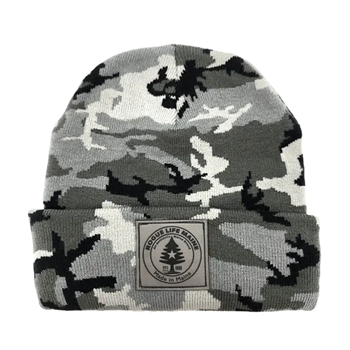 Rogue Life Maine Knit Hat-Camo SHOP ROGUE WEAR Hats Color-Grey-Camo