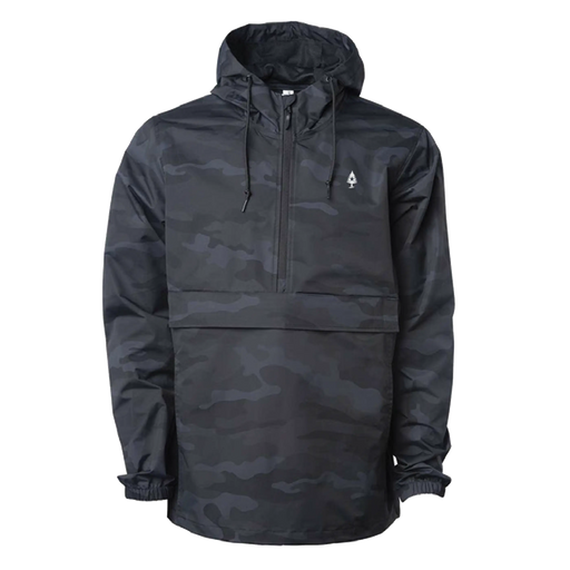 Black Camo Nylon Windbreaker Pullover ROGUE LIFE MAINE OUTERWEAR 2XL-Black