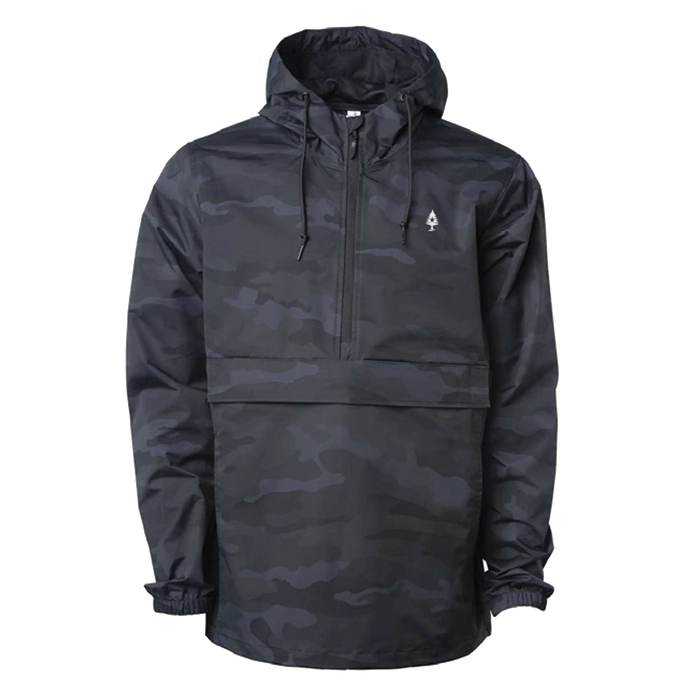 Black Camo Nylon Windbreaker Pullover ROGUE LIFE MAINE OUTERWEAR 2XL-Black