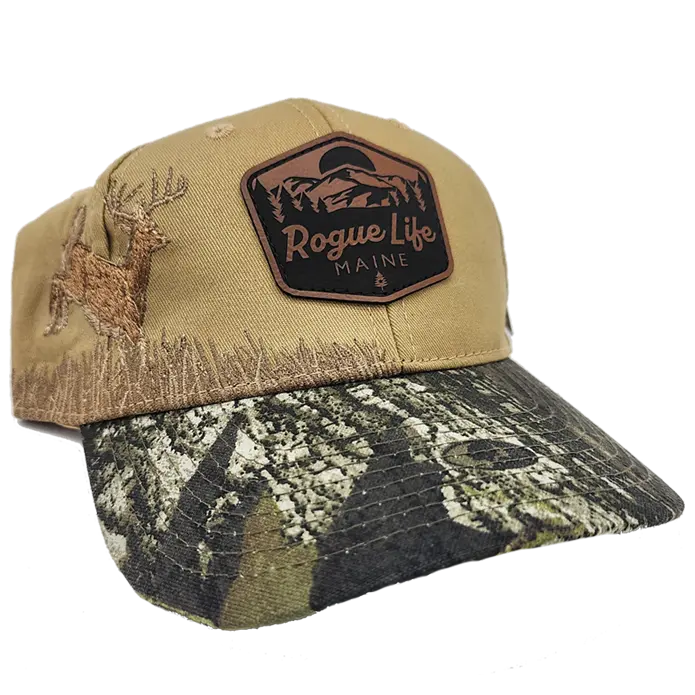 Camo/Tan Buck Embroidered Cotton Twill Cap SHOP ROGUE WEAR Hats
