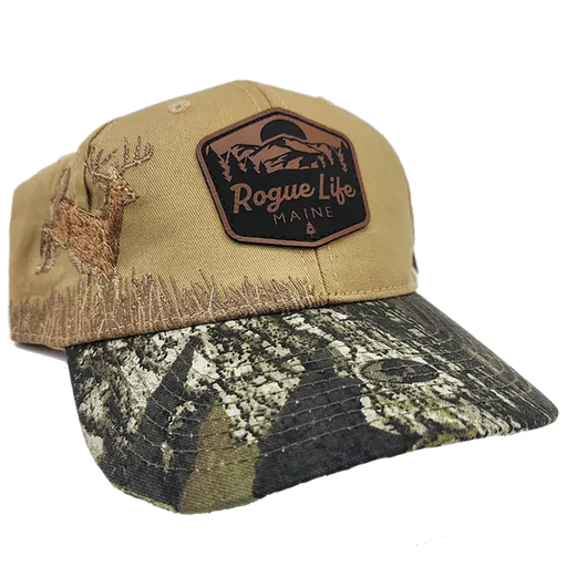 Camo/Tan Buck Embroidered Cotton Twill Cap SHOP ROGUE WEAR Hats Color-Tan