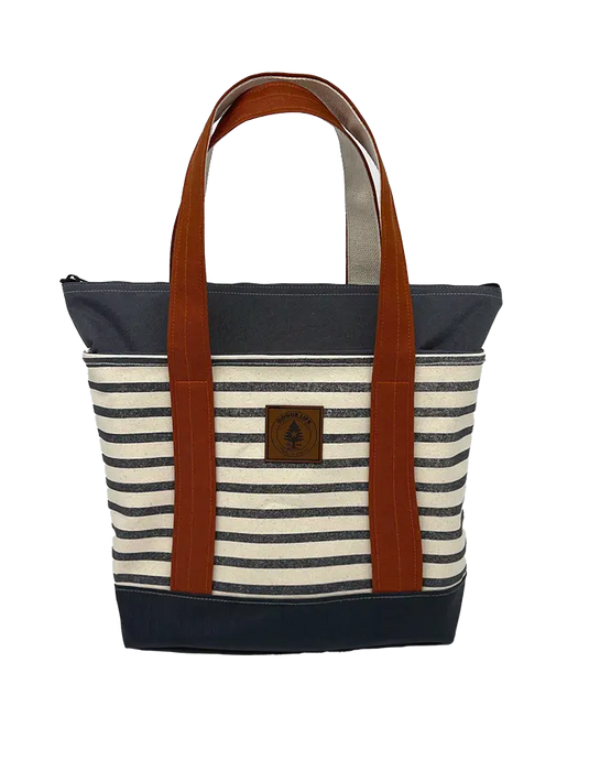 Rogue's Striped Medium Tote Bag SHOP ROGUE WEAR Bags Steel-Moss