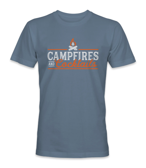 Campfires and Cocktails T-Shirt SHOP ROGUE WEAR T-shirt 3XL-Faded-Denim