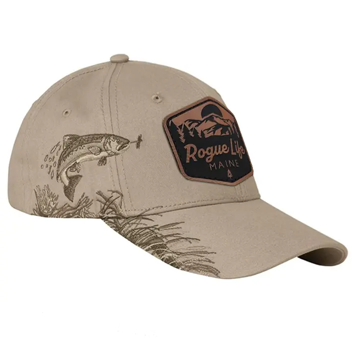 Dri Duck Embroidered Trout Cap SHOP ROGUE WEAR Hats Color-Sand