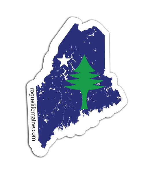 Distressed Maine State Flag Sticker Decal ROGUE LIFE MAINE Sticker