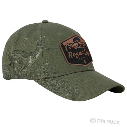 Dri Duck Embroidered Running Buck Cap SHOP ROGUE WEAR Hats Color-Olive