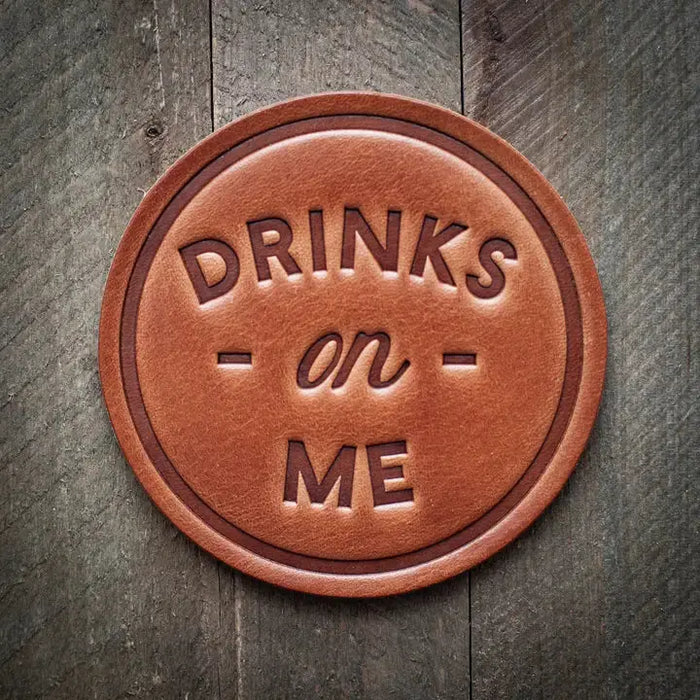 Leather Coasters ROGUE LIFE MAINE  Drinks-on-Me
