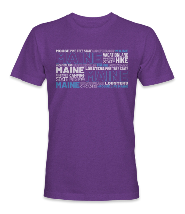Youth Maine Words T-shirt SHOP ROGUE WEAR T-shirt Y-XL-Heather-Purple
