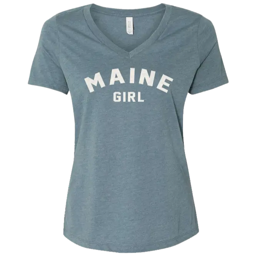 Maine Girl White Text V-Neck T-Shirt SHOP ROGUE WEAR T-shirt 3XL-Heather-Slate