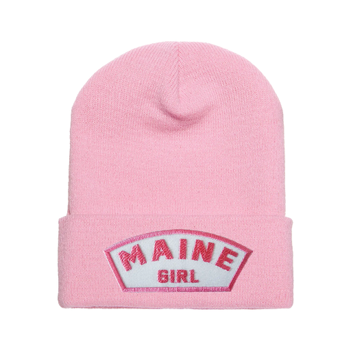 Maine Girl Pink Unlined Knit Beanie SHOP ROGUE WEAR Beanies Light-Pink-with-Hot-Pink-Patch
