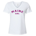 Maine Girl Color Text V-Neck T-Shirt SHOP ROGUE WEAR T-shirt 3XL-White-Magenta