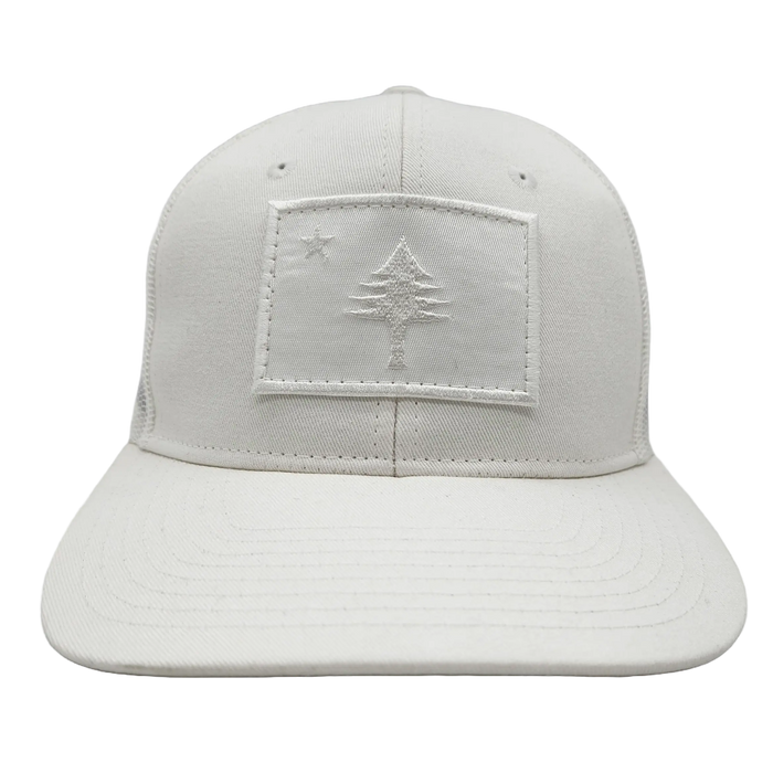 Maine Flag All White Trucker Hat SHOP ROGUE WEAR Hats Color-White