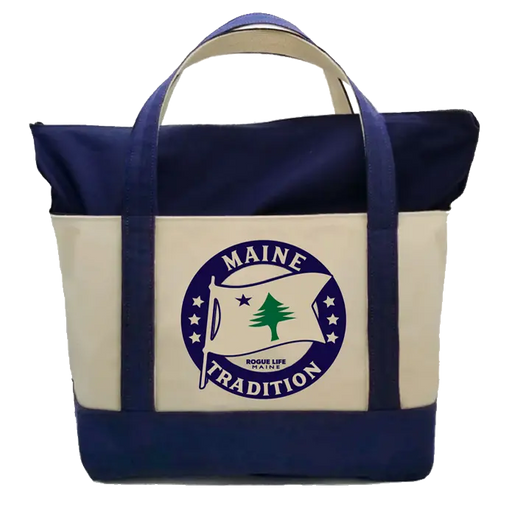 Maine Tradition Flag Tote Bag SHOP ROGUE WEAR Bags LG-with-Zip-Top