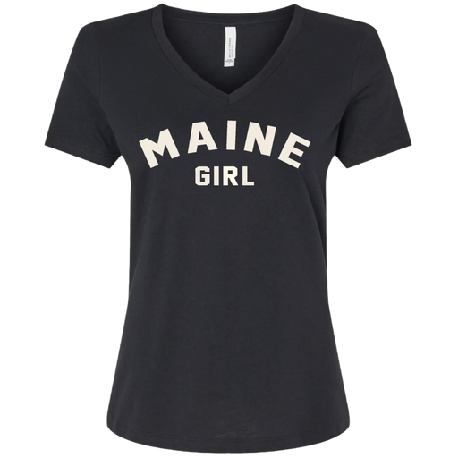 Maine Girl White Text V-Neck T-Shirt SHOP ROGUE WEAR T-shirt 3XL-Black