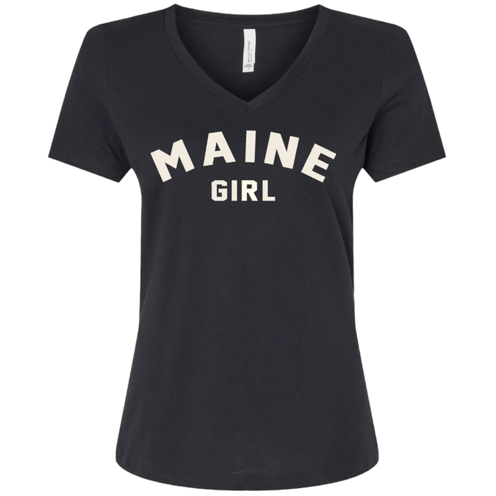 Maine Girl White Text V-Neck T-Shirt SHOP ROGUE WEAR T-shirt 3XL-Black