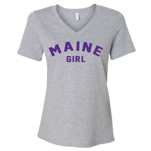 Maine Girl Color Text V-Neck T-Shirt SHOP ROGUE WEAR T-shirt 3XL-Heather-Grey-Dark-Lilac