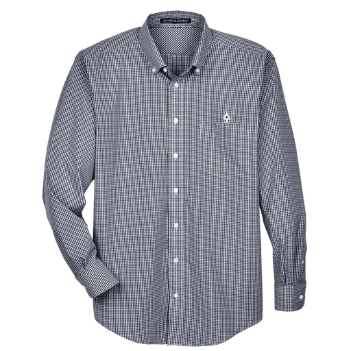 Tiny Tree Woven Gingham Shirt SHOP ROGUE WEAR Long Sleeve 3XL-Navy