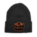 Rogue Life Mountains Leather Patch Fleece-Lined Knit Beanie SHOP ROGUE WEAR Beanies Color-Black