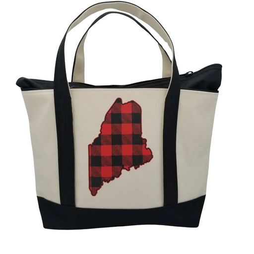 ME Buffalo Plaid Large Tote Bag With Zipper Top SHOP ROGUE WEAR Bags