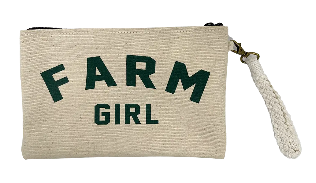 Farm Girl Canvas/Forest  Zipper Pouch Wristlet ROGUE LIFE MAINE