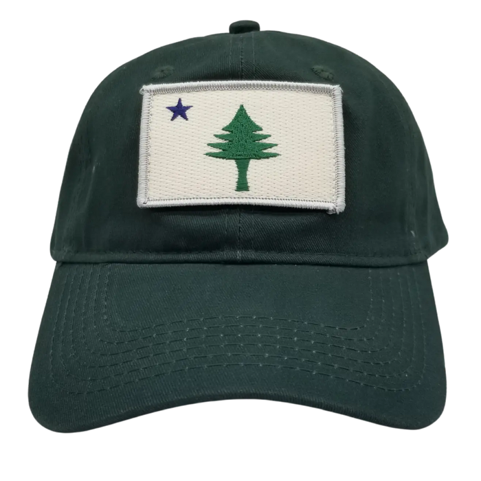 Maine Flag Patch Twill Hat SHOP ROGUE WEAR Hats Hunter-Green