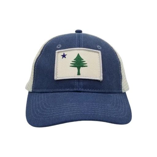 ME Flag Patch Stone Wash Trucker Hat SHOP ROGUE WEAR Hats Navy