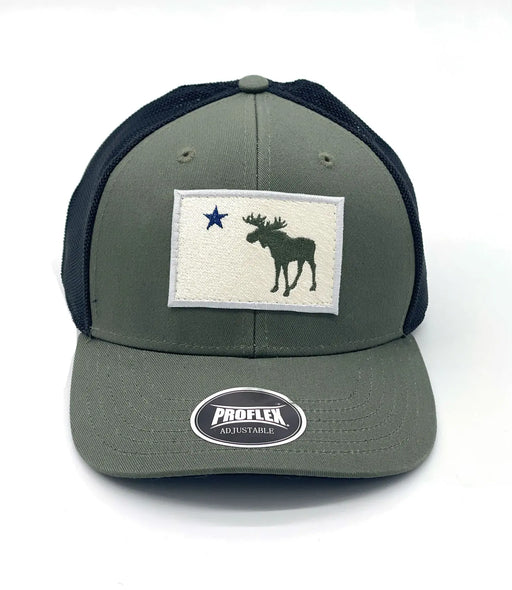 MAINE Moose Flag Patch Trucker Hat SHOP ROGUE WEAR Hats Color-Olive-Black