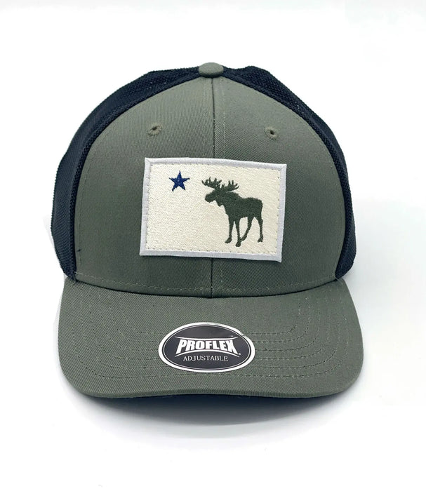 MAINE Moose Flag Patch Trucker Hat SHOP ROGUE WEAR Hats Color-Olive-Black