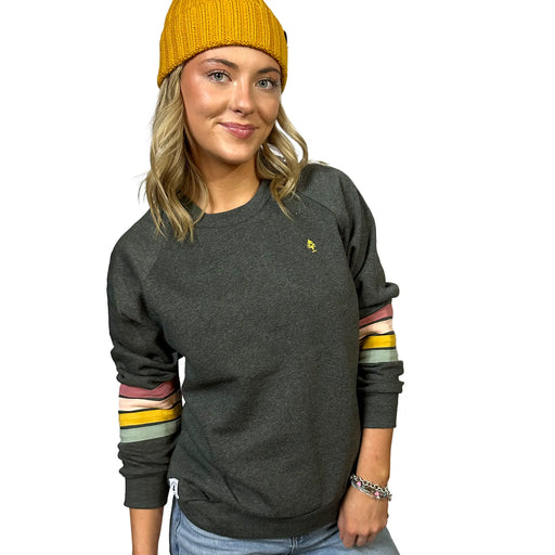 Women's Quad Stripe Crewneck - Charcoal SHOP ROGUE WEAR Crewneck