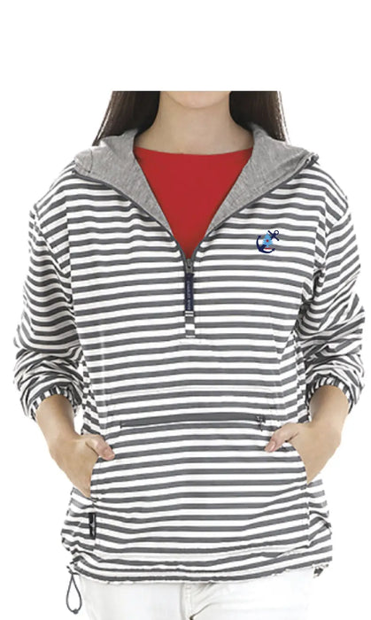 Women's Striped Windbreaker Lined Pullover - Anchor ROGUE LIFE MAINE OUTERWEAR